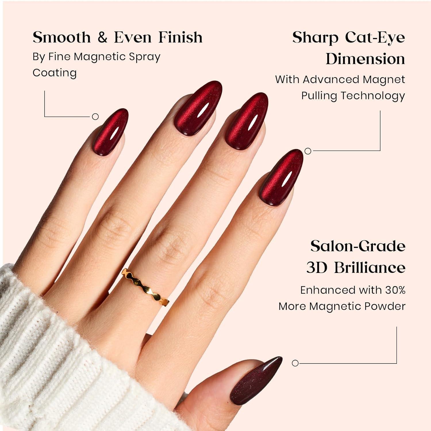 imageBeetles Cat Eye Press On Nails  Enchanted Aurora  7 Colors Medium Almond Press On Nails  16 Sizes 224 Pcs Natural Salon Quality For Red Blue Purple Nails St Patrick Day03M MediumCat Eye Enchanted Aurora