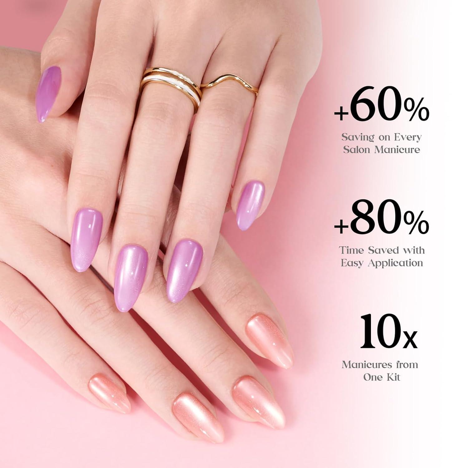 imageBeetles Cat Eye Press On Nails  Enchanted Aurora  7 Colors Medium Almond Press On Nails  16 Sizes 224 Pcs Natural Salon Quality For Red Blue Purple Nails St Patrick Day01M AlmondCat Eye Bubble Aurora