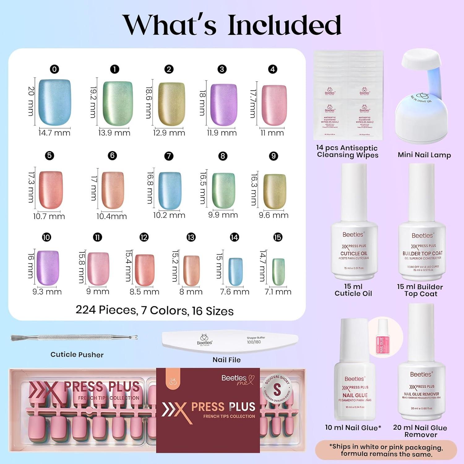 imageBeetles Cat Eye Press On Nails  Enchanted Aurora  7 Colors Medium Almond Press On Nails  16 Sizes 224 Pcs Natural Salon Quality For Red Blue Purple Nails St Patrick Day1S SquareCat Eye Fizz Aurora