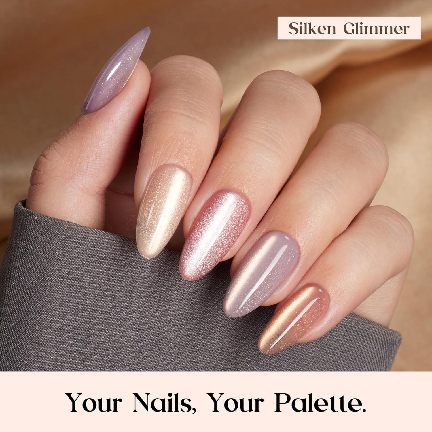 imageBeetles Cat Eye Press On Nails  Enchanted Aurora  7 Colors Medium Almond Press On Nails  16 Sizes 224 Pcs Natural Salon Quality For Red Blue Purple Nails St Patrick Day2M MediumCat Eye Soda Aurora Kit