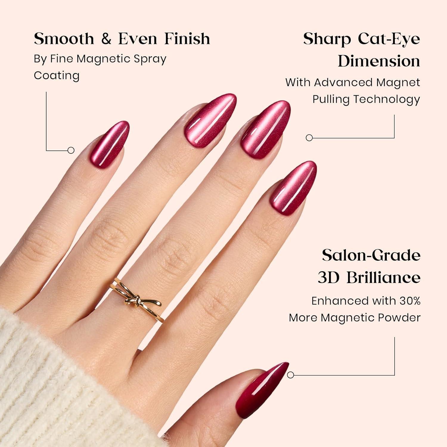 imageBeetles Cat Eye Press On Nails  Enchanted Aurora  7 Colors Medium Almond Press On Nails  16 Sizes 224 Pcs Natural Salon Quality For Red Blue Purple Nails St Patrick Day4M MediumCat Eye Midnight Aurora Kit