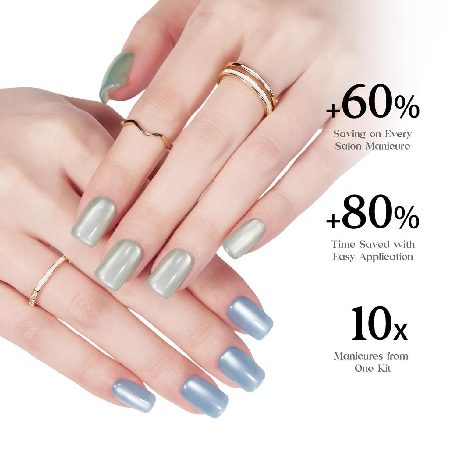 imageBeetles Cat Eye Press On Nails  Enchanted Aurora  7 Colors Medium Almond Press On Nails  16 Sizes 224 Pcs Natural Salon Quality For Red Blue Purple Nails St Patrick Day01S SquareCat Eye Fizz Aurora