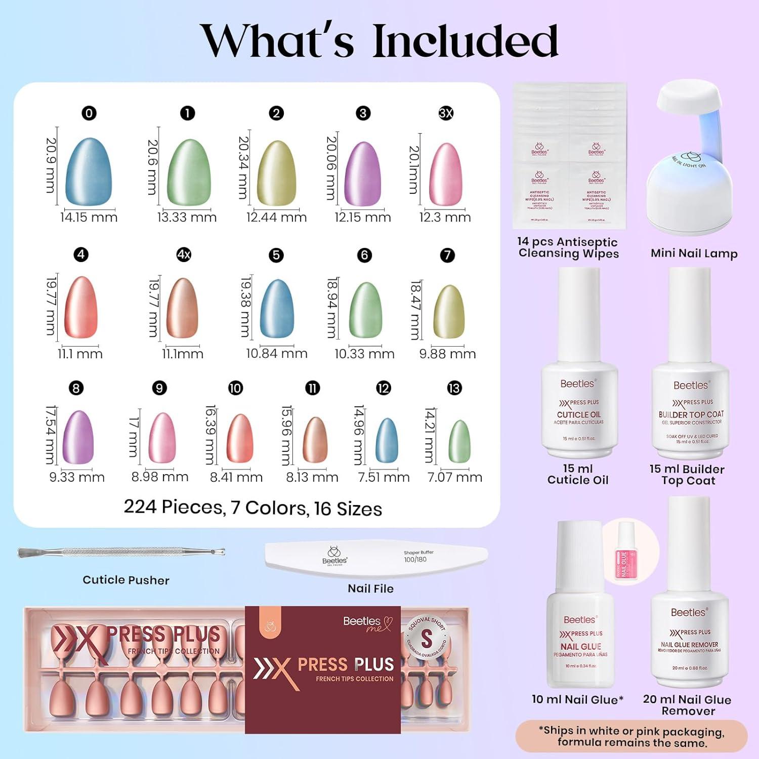 imageBeetles Cat Eye Press On Nails  Enchanted Aurora  7 Colors Medium Almond Press On Nails  16 Sizes 224 Pcs Natural Salon Quality For Red Blue Purple Nails St Patrick Day1S AlmondCat Eye Soda Aurora Kit