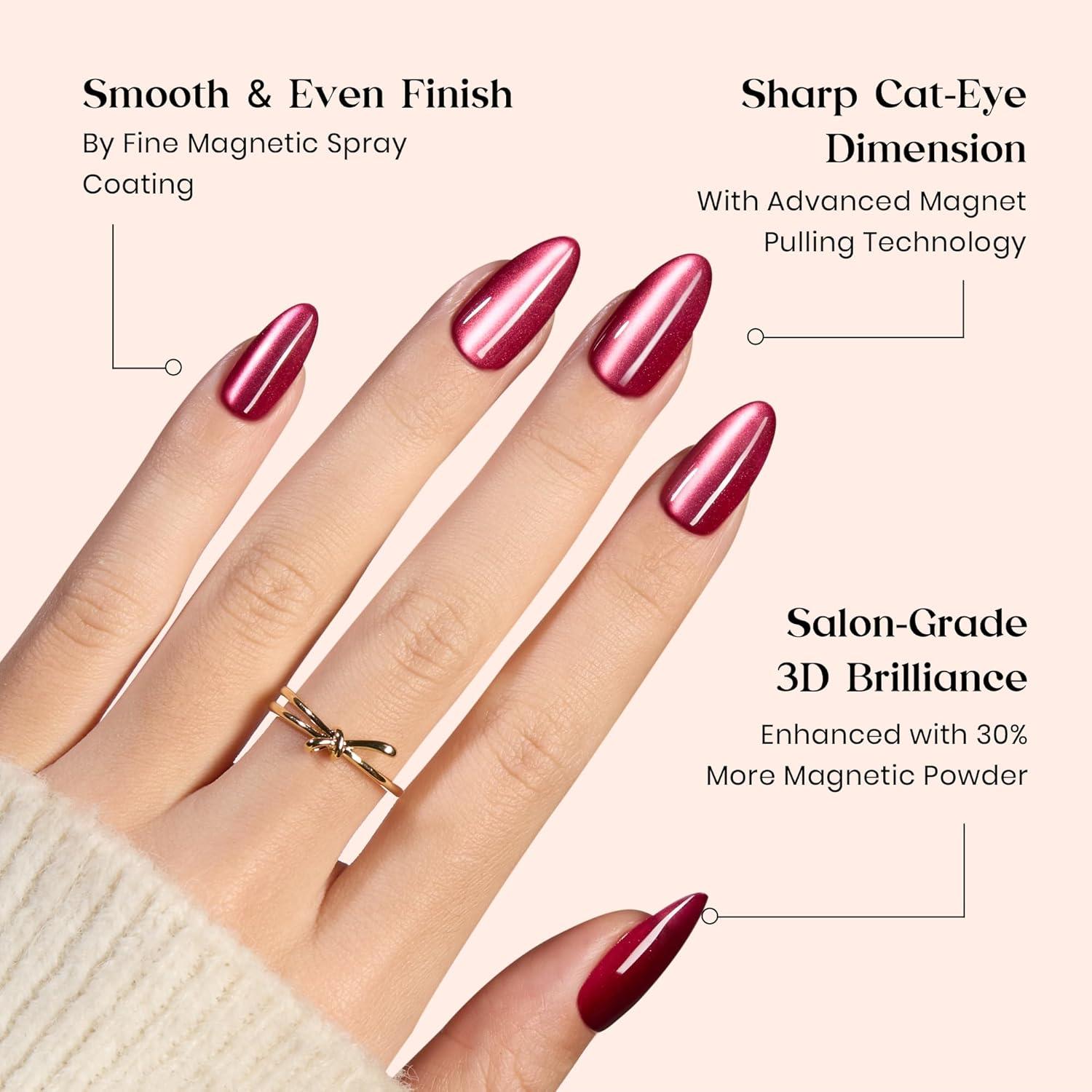 imageBeetles Cat Eye Press On Nails  Enchanted Aurora  7 Colors Medium Almond Press On Nails  16 Sizes 224 Pcs Natural Salon Quality For Red Blue Purple Nails St Patrick Day04M MediumCat Eye Midnight Aurora