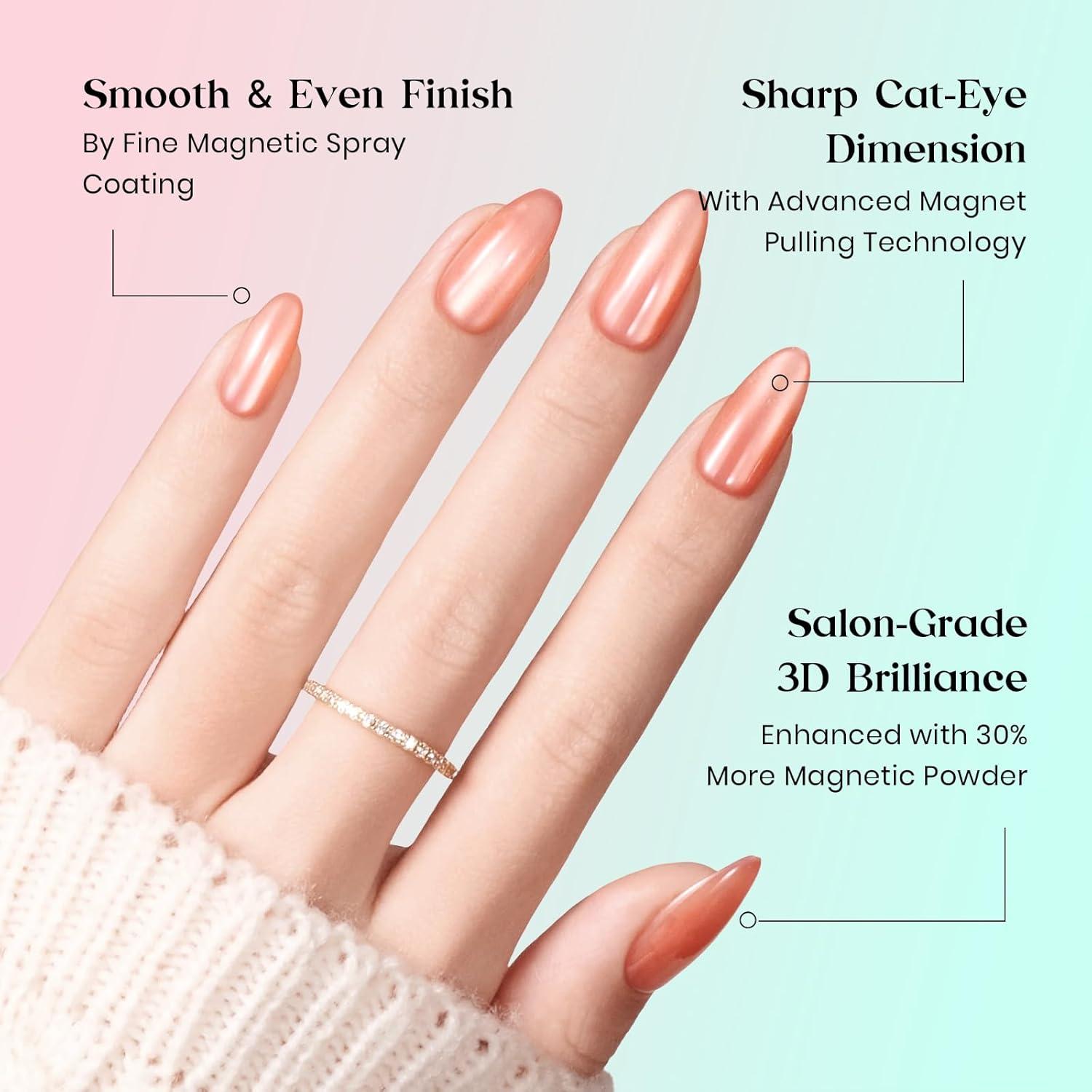 imageBeetles Cat Eye Press On Nails  Enchanted Aurora  7 Colors Medium Almond Press On Nails  16 Sizes 224 Pcs Natural Salon Quality For Red Blue Purple Nails St Patrick Day01M AlmondCat Eye Bubble Aurora