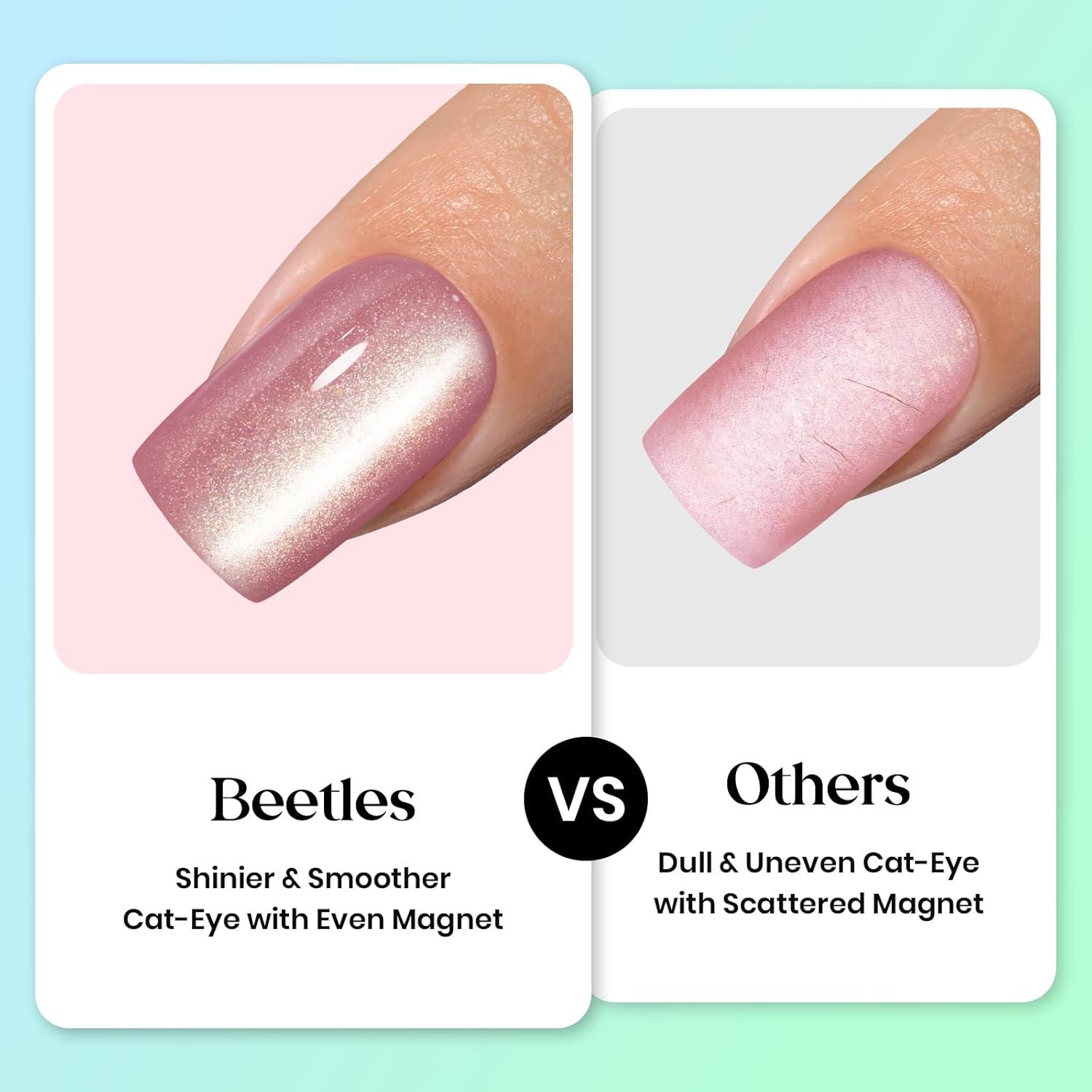 imageBeetles Cat Eye Press On Nails  Enchanted Aurora  7 Colors Medium Almond Press On Nails  16 Sizes 224 Pcs Natural Salon Quality For Red Blue Purple Nails St Patrick Day01S AlmondCat Eye Soda Aurora