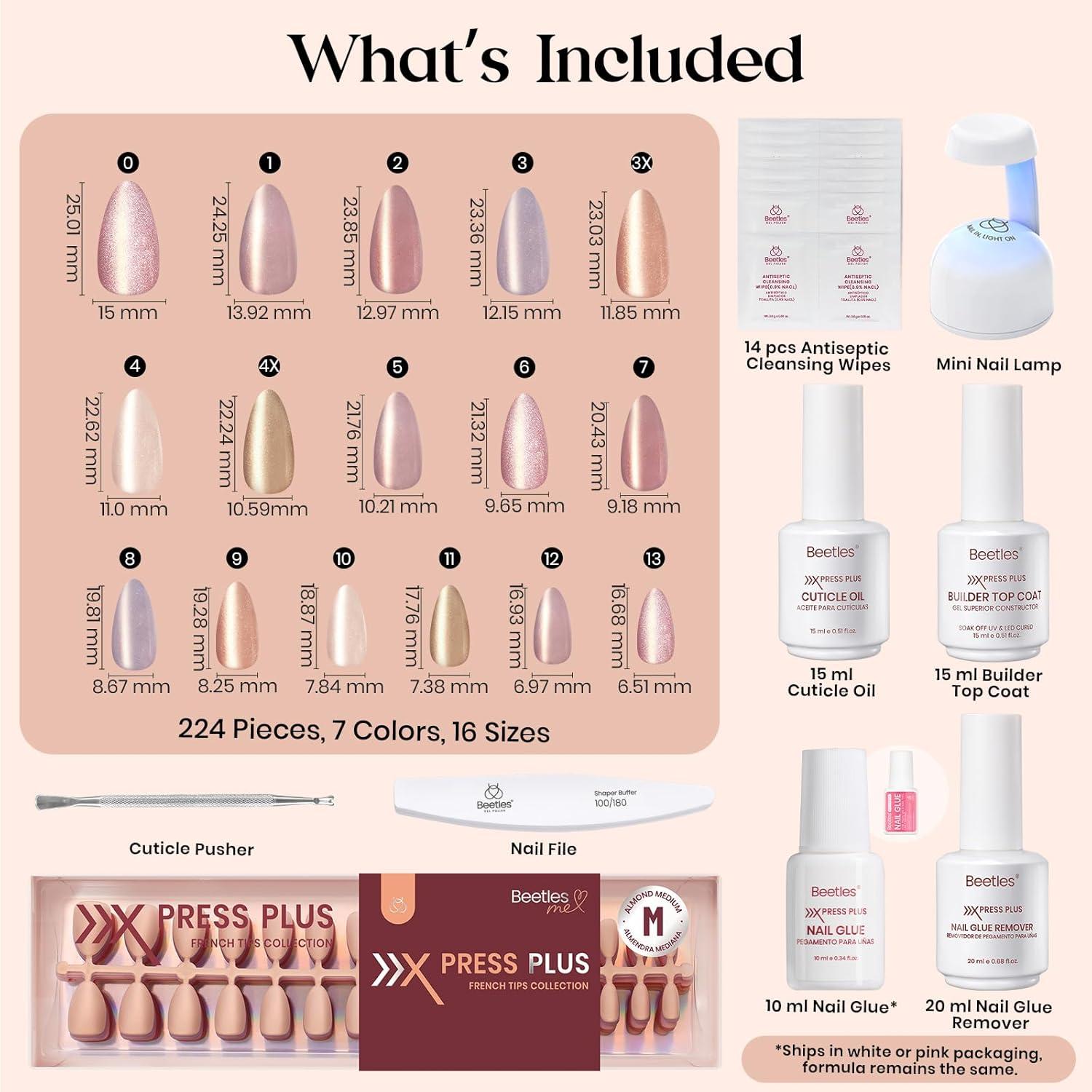 imageBeetles Cat Eye Press On Nails  Enchanted Aurora  7 Colors Medium Almond Press On Nails  16 Sizes 224 Pcs Natural Salon Quality For Red Blue Purple Nails St Patrick Day2M MediumCat Eye Soda Aurora Kit