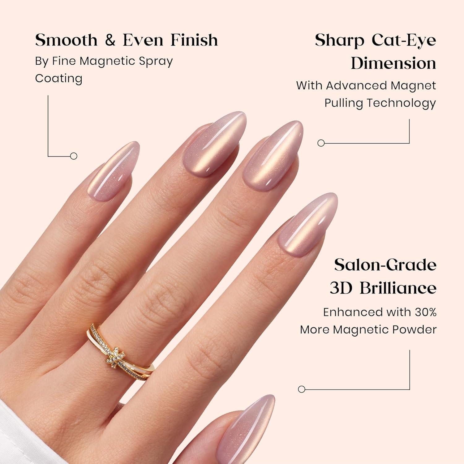 imageBeetles Cat Eye Press On Nails  Enchanted Aurora  7 Colors Medium Almond Press On Nails  16 Sizes 224 Pcs Natural Salon Quality For Red Blue Purple Nails St Patrick Day02M MediumCat Eye Soda Aurora