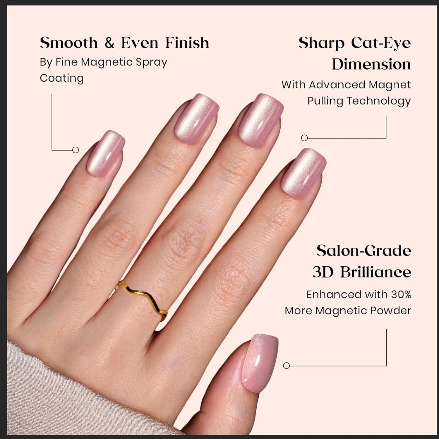 imageBeetles Cat Eye Press On Nails  Enchanted Aurora  7 Colors Medium Almond Press On Nails  16 Sizes 224 Pcs Natural Salon Quality For Red Blue Purple Nails St Patrick Day02S SquareCat Eye Candy Nova