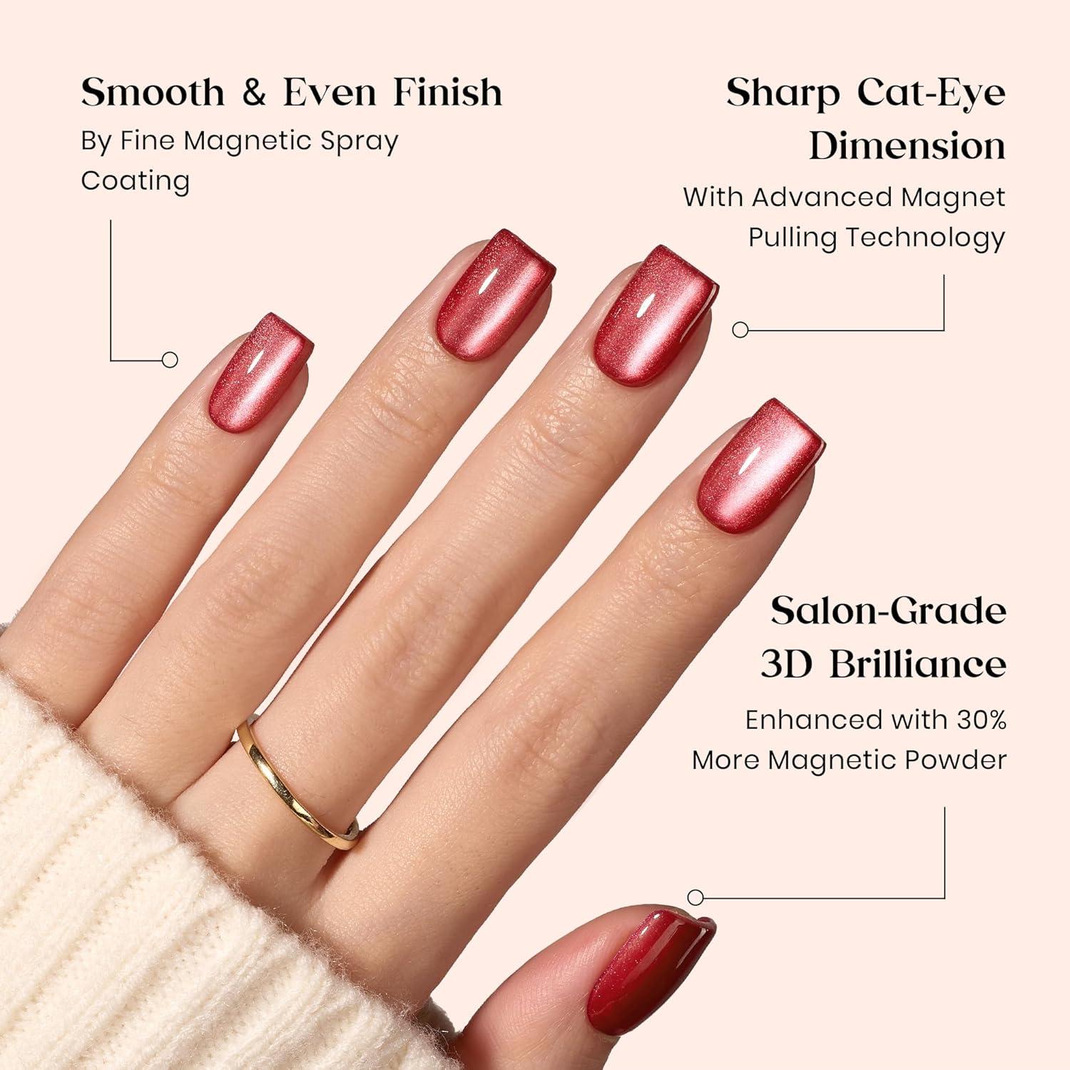 imageBeetles Cat Eye Press On Nails  Enchanted Aurora  7 Colors Medium Almond Press On Nails  16 Sizes 224 Pcs Natural Salon Quality For Red Blue Purple Nails St Patrick Day4S SquareCat Eye Galaxy Aurora Kit