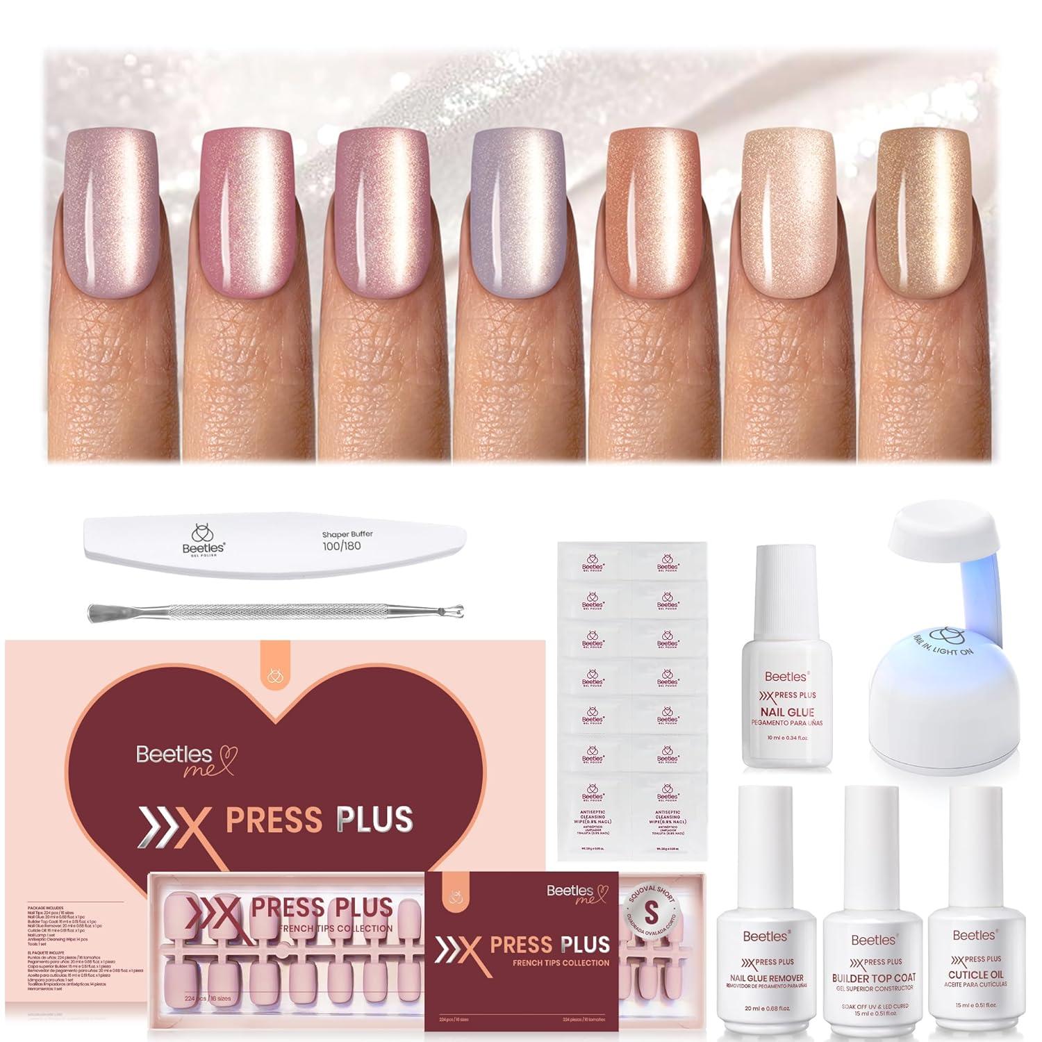 imageBeetles Cat Eye Press On Nails  Enchanted Aurora  7 Colors Medium Almond Press On Nails  16 Sizes 224 Pcs Natural Salon Quality For Red Blue Purple Nails St Patrick Day2S SquareCat Eye Candy Nova Kit