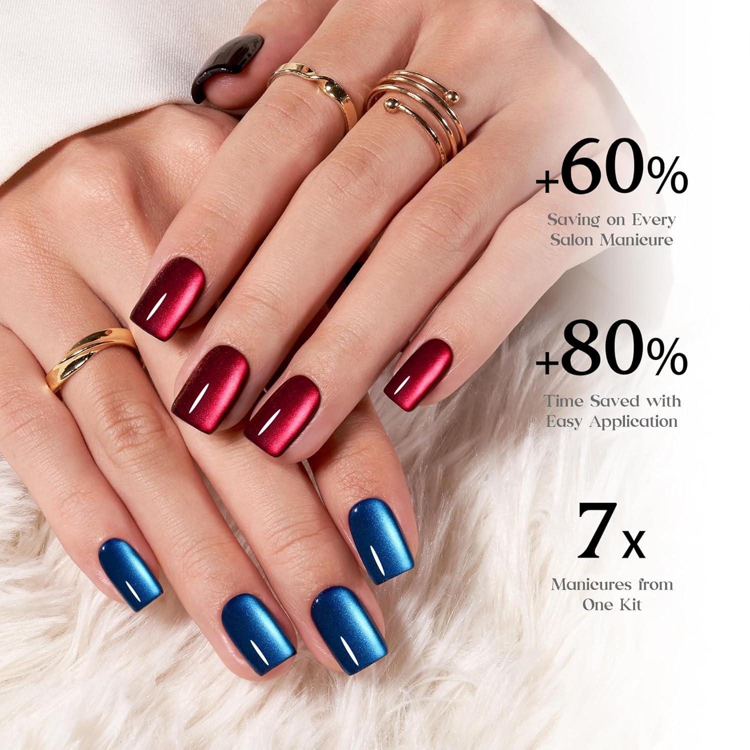 imageBeetles Cat Eye Press On Nails  Enchanted Aurora  7 Colors Medium Almond Press On Nails  16 Sizes 224 Pcs Natural Salon Quality For Red Blue Purple Nails St Patrick Day03S SquareCat Eye Mystic Aurora