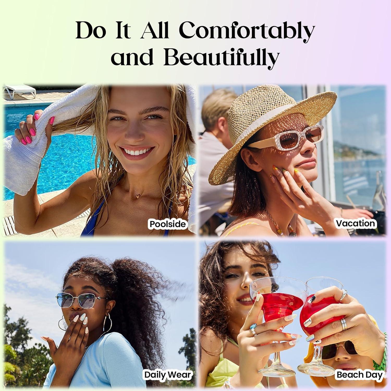 imageBeetles Cat Eye Press On Nails  Enchanted Aurora  7 Colors Medium Almond Press On Nails  16 Sizes 224 Pcs Natural Salon Quality For Red Blue Purple Nails St Patrick Day01S SquareCat Eye Fizz Aurora