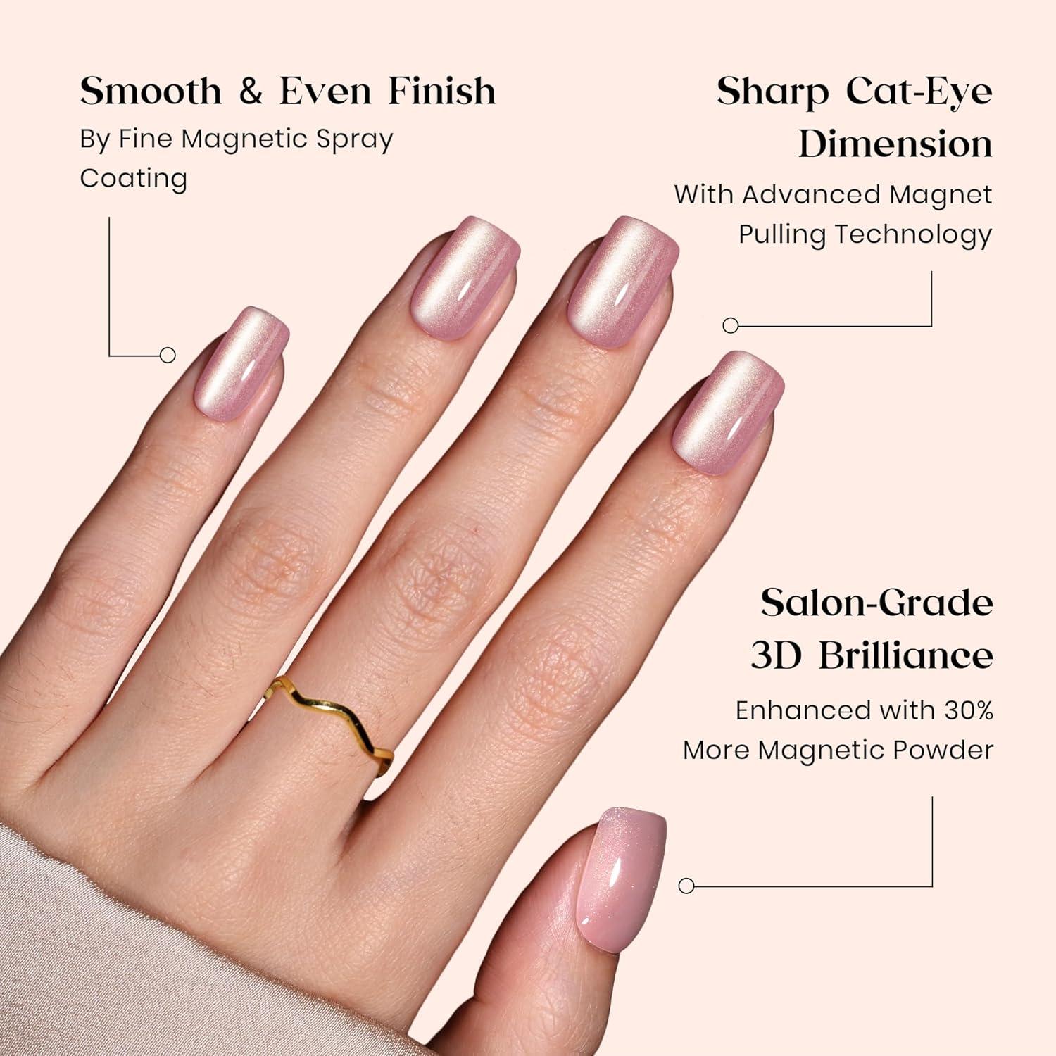 imageBeetles Cat Eye Press On Nails  Enchanted Aurora  7 Colors Medium Almond Press On Nails  16 Sizes 224 Pcs Natural Salon Quality For Red Blue Purple Nails St Patrick Day2S SquareCat Eye Candy Nova Kit