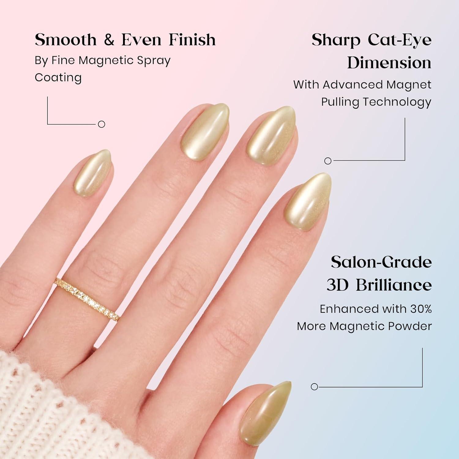 imageBeetles Cat Eye Press On Nails  Enchanted Aurora  7 Colors Medium Almond Press On Nails  16 Sizes 224 Pcs Natural Salon Quality For Red Blue Purple Nails St Patrick Day01S AlmondCat Eye Soda Aurora