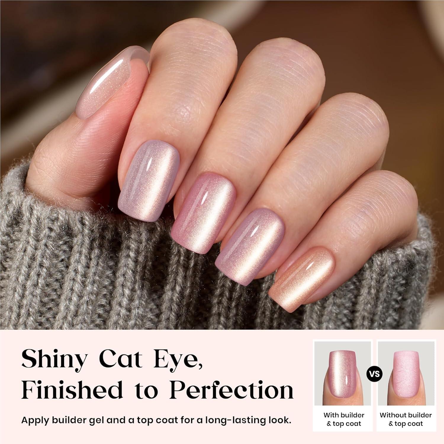 imageBeetles Cat Eye Press On Nails  Enchanted Aurora  7 Colors Medium Almond Press On Nails  16 Sizes 224 Pcs Natural Salon Quality For Red Blue Purple Nails St Patrick Day02S SquareCat Eye Candy Nova