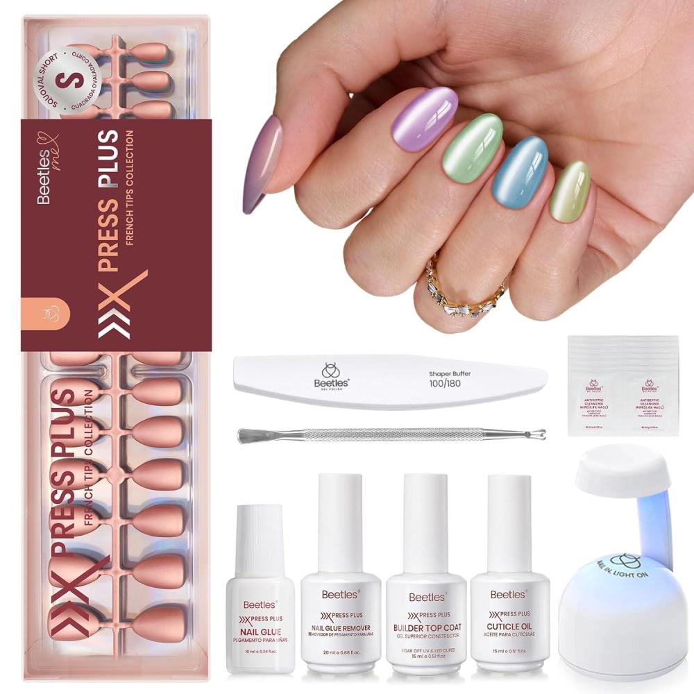 imageBeetles Cat Eye Press On Nails  Enchanted Aurora  7 Colors Medium Almond Press On Nails  16 Sizes 224 Pcs Natural Salon Quality For Red Blue Purple Nails St Patrick Day1S AlmondCat Eye Soda Aurora Kit