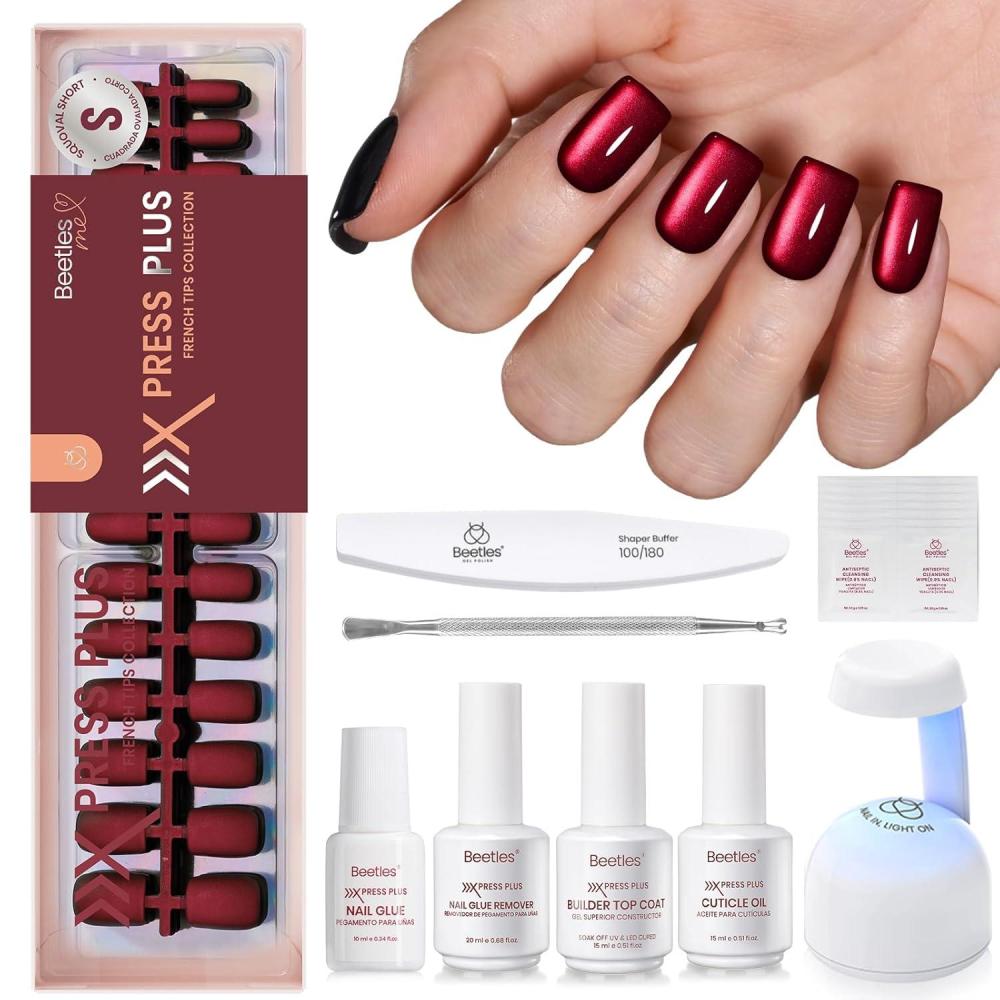 imageBeetles Cat Eye Press On Nails  Enchanted Aurora  7 Colors Medium Almond Press On Nails  16 Sizes 224 Pcs Natural Salon Quality For Red Blue Purple Nails St Patrick Day3S SquareCat Eye Mystic Aurora Kit