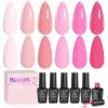 imageBeetles Easter Gel Polish Set  Blush Cotton 6 Colors Pink Gel Polish Set Jelly Glitter Pearl Nude Hot Pink Spring Easter Nails Salon Long Lasting Soak Off UV LED Nail Lamp Gifts for HerPink Melody