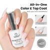 imageBeetles Liner Gel Top Coat  Decoration Sealing Precision Nail Gel with Fine Brush for Detailed Designs Strong Adhesion for Mirror Chrome Powder Rhinestones amp Gap Filling UV Light CureMilky White Top Coat