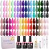 imageBeetles Spring Pudding Jelly Gel Nail Polish Set  28PCS 20 Colors Jelly Pink Purple Red Blue Green Glitter Silver Cat Eye Base Glossy Matte Top Coat French Nails Gift for WomenCold Shoulder