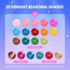 imageBeetles Spring Pudding Jelly Gel Nail Polish Set  28PCS 20 Colors Jelly Pink Purple Red Blue Green Glitter Silver Cat Eye Base Glossy Matte Top Coat French Nails Gift for WomenWandering Peace Collection