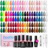 imageBeetles Spring Pudding Jelly Gel Nail Polish Set  28PCS 20 Colors Jelly Pink Purple Red Blue Green Glitter Silver Cat Eye Base Glossy Matte Top Coat French Nails Gift for Women060 Colors Style Manifesto Gel Polish Set