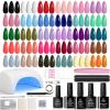 imageBeetles 80 Pcs Gel Nail Polish Kit with U V Light 20 Color Jelly Gel Nail Polish Set Milky Nude Red Purple Glitter Sheer Daylight Nails Kit with Cat Eye Top Coat Rubber Base Women Teens Girls Gifts0  32 colors Four Seasons Glow