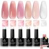 imageBeetles Builder Gel Nail KitJuicy Tint 6 Colors Jelly Pink Nude Builder Gels Apex Thickening Extension Strengthen Weak Nails for Beginners DIY SalonSpring Nails at HomeUV amp LED Lamp NeededA1Jelly Nude Pink