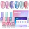 imageBeetles Stardust Whisper Cat Eye Gel Nail Polish Set  6 Colors Spring Gel Polish Kit Glitter Cat Eye Pink Blue Purple Red Green Velvet Gel Magnet Soak Off UV French Nail Art Manicure Gift for WomenROMANTIC GALAXY