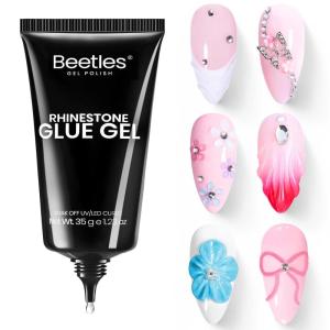 imageBeetles 3D Gel Nail Art with 3D Mold2 Pcs Sandy Glow Clear and White Solid Builder Gels for Nails NonSticky Sculpting with DualEnded Sculpture Pen Beginner Friendly DIY at HomeUV LED Lamp NeededC335g Nail Rhinestone Glue