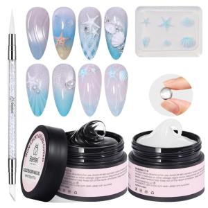 imageBeetles 3D Gel Nail Art with 3D Mold2 Pcs Sandy Glow Clear and White Solid Builder Gels for Nails NonSticky Sculpting with DualEnded Sculpture Pen Beginner Friendly DIY at HomeUV LED Lamp NeededB4Clear  White Solid Builder Gel