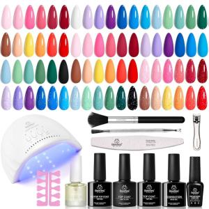 imageBeetles 80 Pcs Gel Nail Polish Kit with U V Light 20 Color Jelly Gel Nail Polish Set Milky Nude Red Purple Glitter Sheer Daylight Nails Kit with Cat Eye Top Coat Rubber Base Women Teens Girls GiftsSpring Energetic Movie