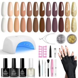 imageBeetles 80 Pcs Gel Nail Polish Kit with U V Light 20 Color Jelly Gel Nail Polish Set Milky Nude Red Purple Glitter Sheer Daylight Nails Kit with Cat Eye Top Coat Rubber Base Women Teens Girls Gifts1Illusion Glow