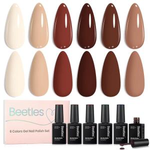 imageBeetles Brown Gel Polish Set  Toasty Aroma Collection 6 Colors Nude Brown Trendy Colors Uv LED Lamp Salon DIY at Home Nails Gifts for Women