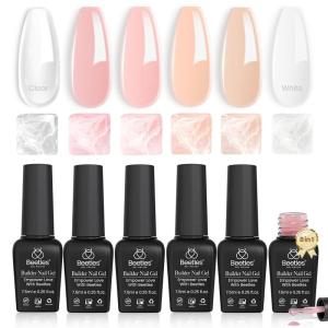 imageBeetles Builder Gel Nail KitJuicy Tint 6 Colors Jelly Pink Nude Builder Gels Apex Thickening Extension Strengthen Weak Nails for Beginners DIY SalonSpring Nails at HomeUV amp LED Lamp NeededA2Nude Pink Cover