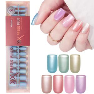 imageBeetles Cat Eye Press On Nails  Enchanted Aurora  7 Colors Medium Almond Press On Nails  16 Sizes 224 Pcs Natural Salon Quality For Red Blue Purple Nails St Patrick Day01S SquareCat Eye Fizz Aurora