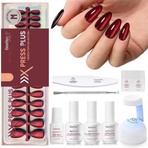imageBeetles Cat Eye Press On Nails  Enchanted Aurora  7 Colors Medium Almond Press On Nails  16 Sizes 224 Pcs Natural Salon Quality For Red Blue Purple Nails St Patrick Day3M MediumCat Eye Enchanted Aurora Kit