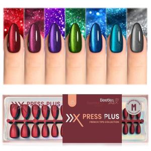 imageBeetles Cat Eye Press On Nails  Enchanted Aurora  7 Colors Medium Almond Press On Nails  16 Sizes 224 Pcs Natural Salon Quality For Red Blue Purple Nails St Patrick Day03M MediumCat Eye Enchanted Aurora