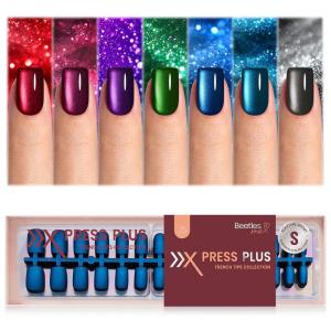 imageBeetles Cat Eye Press On Nails  Enchanted Aurora  7 Colors Medium Almond Press On Nails  16 Sizes 224 Pcs Natural Salon Quality For Red Blue Purple Nails St Patrick Day03S SquareCat Eye Mystic Aurora