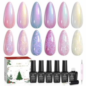 imageBeetles Easter Gel Polish Set  Blush Cotton 6 Colors Pink Gel Polish Set Jelly Glitter Pearl Nude Hot Pink Spring Easter Nails Salon Long Lasting Soak Off UV LED Nail Lamp Gifts for Her000Pearly Moonstone