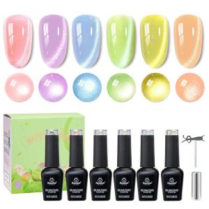 imageBeetles Easter Gel Polish Set  Blush Cotton 6 Colors Pink Gel Polish Set Jelly Glitter Pearl Nude Hot Pink Spring Easter Nails Salon Long Lasting Soak Off UV LED Nail Lamp Gifts for Her000Sugar Meadow