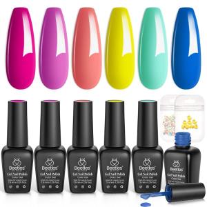 imageBeetles Easter Gel Polish Set  Blush Cotton 6 Colors Pink Gel Polish Set Jelly Glitter Pearl Nude Hot Pink Spring Easter Nails Salon Long Lasting Soak Off UV LED Nail Lamp Gifts for Her0046 Colors Pool Party Collection