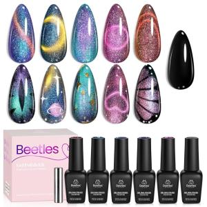 imageBeetles Easter Gel Polish Set  Blush Cotton 6 Colors Pink Gel Polish Set Jelly Glitter Pearl Nude Hot Pink Spring Easter Nails Salon Long Lasting Soak Off UV LED Nail Lamp Gifts for HerGalaxy Glitter