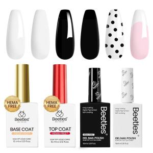 imageBeetles Easter Gel Polish Set  Blush Cotton 6 Colors Pink Gel Polish Set Jelly Glitter Pearl Nude Hot Pink Spring Easter Nails Salon Long Lasting Soak Off UV LED Nail Lamp Gifts for Her000Ink Snow Twins