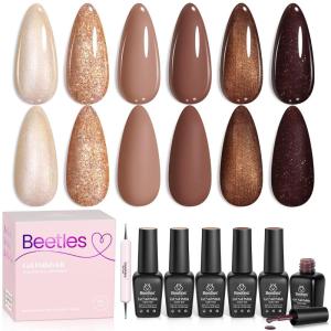 imageBeetles Easter Gel Polish Set  Blush Cotton 6 Colors Pink Gel Polish Set Jelly Glitter Pearl Nude Hot Pink Spring Easter Nails Salon Long Lasting Soak Off UV LED Nail Lamp Gifts for Her0Brownie Bliss