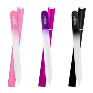 imageBeetles Glass Nail File for Natural Nails 3 Pack  DoubleSided Crystal Nail Files with Case Etched Gentle Nails Care for Shaping amp Polishing Manicure Washable Reusable Glass Fingernail Files03 Pack Glass Nail File