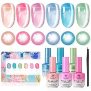 imageBeetles Glitter Gel Polish Set  Kaleido Galaxy 6 Colors Shimmer Chameleon Blue Green Purple UV LED Gel Nail Polish Sparkly Glitter Nail Gel Kit Nail Art Design Gel Spring Gifts for Women000Crystal Garden