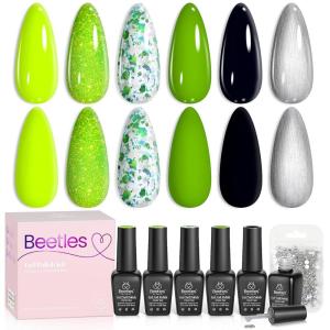 imageBeetles Glitter Gel Polish Set  Kaleido Galaxy 6 Colors Shimmer Chameleon Blue Green Purple UV LED Gel Nail Polish Sparkly Glitter Nail Gel Kit Nail Art Design Gel Spring Gifts for WomenBrat Tribe