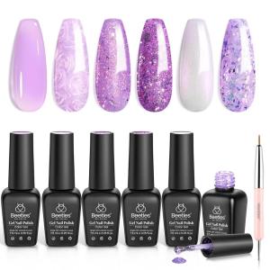 imageBeetles Glitter Gel Polish Set  Kaleido Galaxy 6 Colors Shimmer Chameleon Blue Green Purple UV LED Gel Nail Polish Sparkly Glitter Nail Gel Kit Nail Art Design Gel Spring Gifts for WomenMoonlit Whimsy